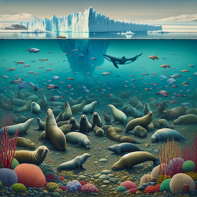AI-generated:  Seals in the wrong habitat
