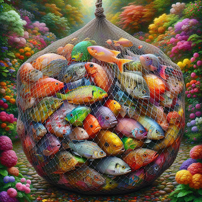 AI-generated: Fish in a net