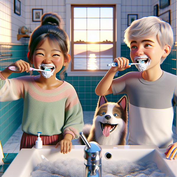 AI Generated: Children brushing teeth