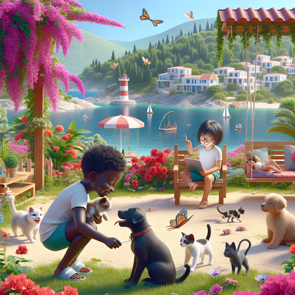 AI Generated: Child caring for his pets