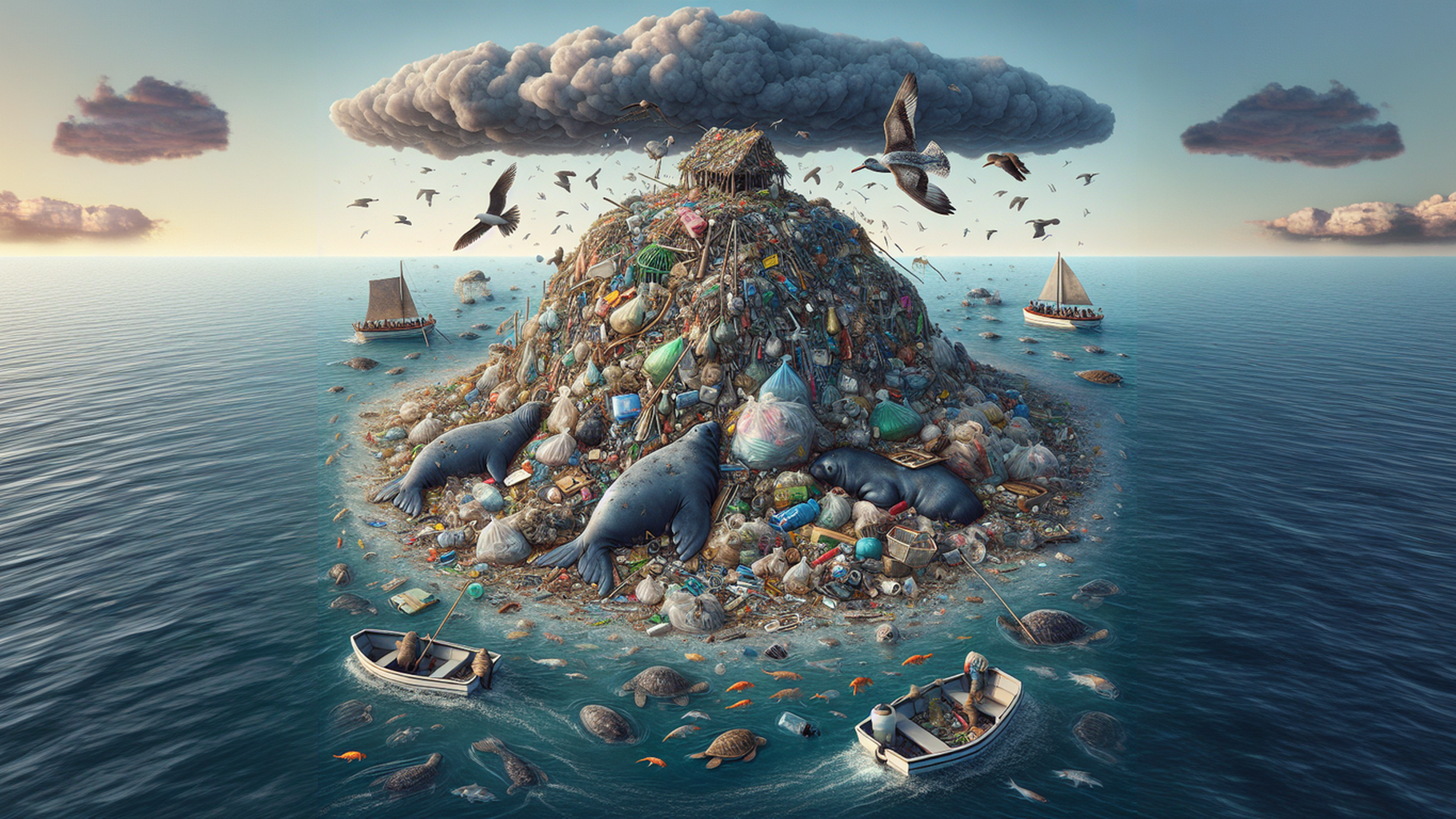 Rubbish in the sea