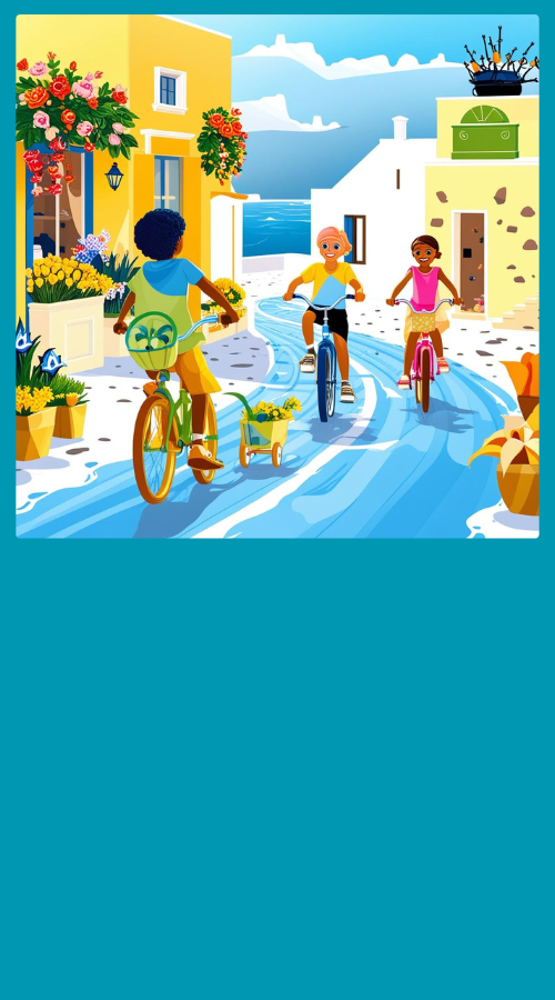 AI-generated: Children cycling 