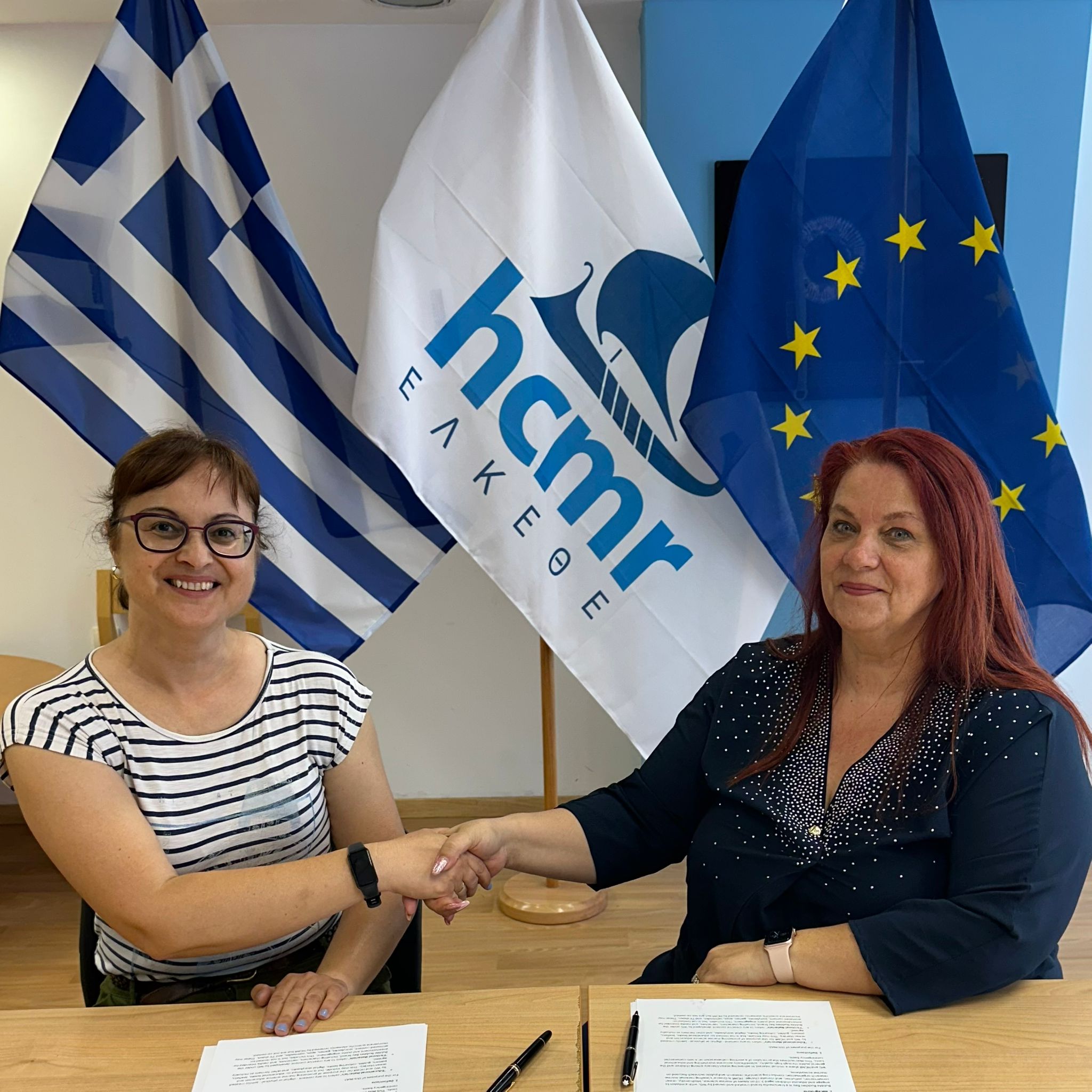 Photo: Andriopoulou Argyro and Debra Wootton sign the collaboration agreement