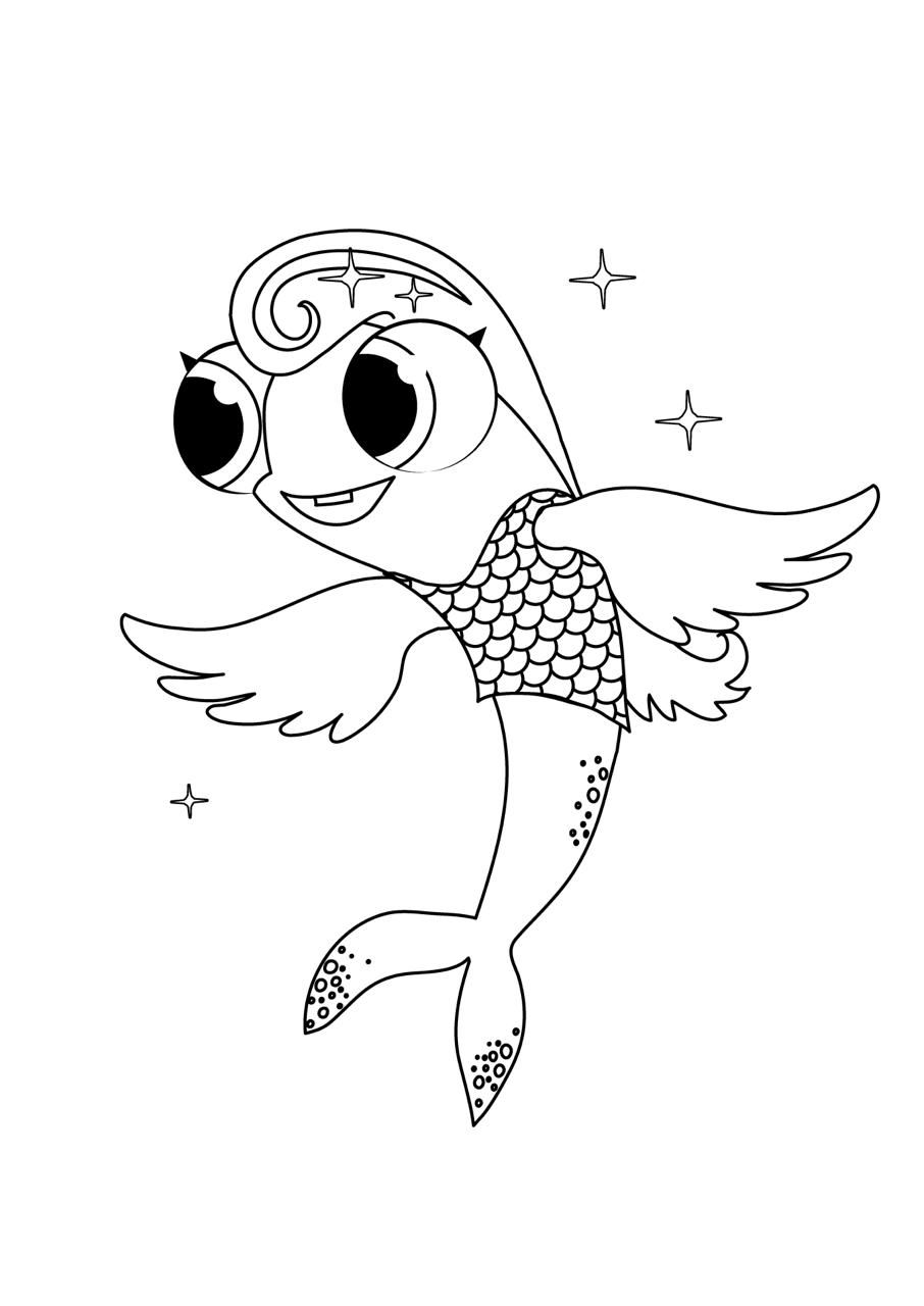 Character Illustration: Flying Fish Outline