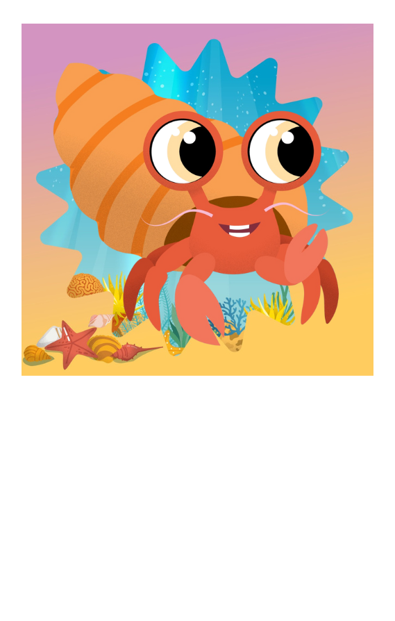 Character Illustration:  Hermie the Hermit Crab