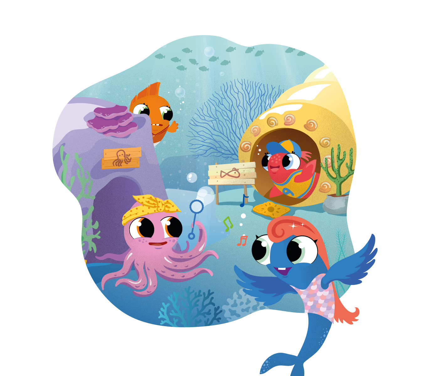 Character Illustration: Bubble Buddies Village