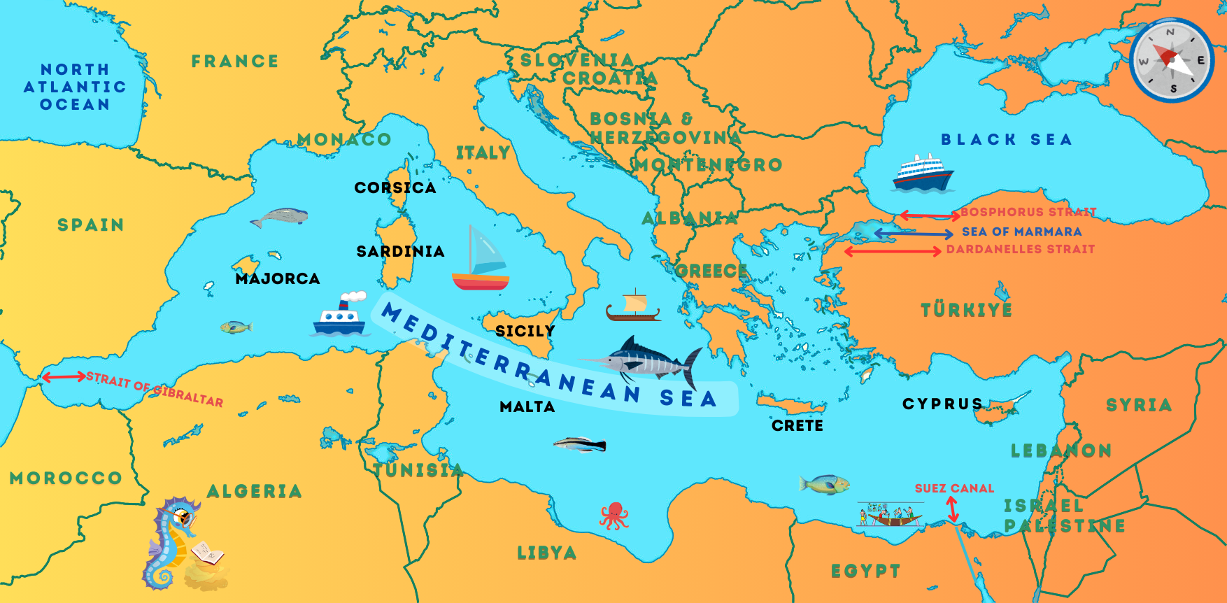 Illustration: Map of the Mediterranean Sea