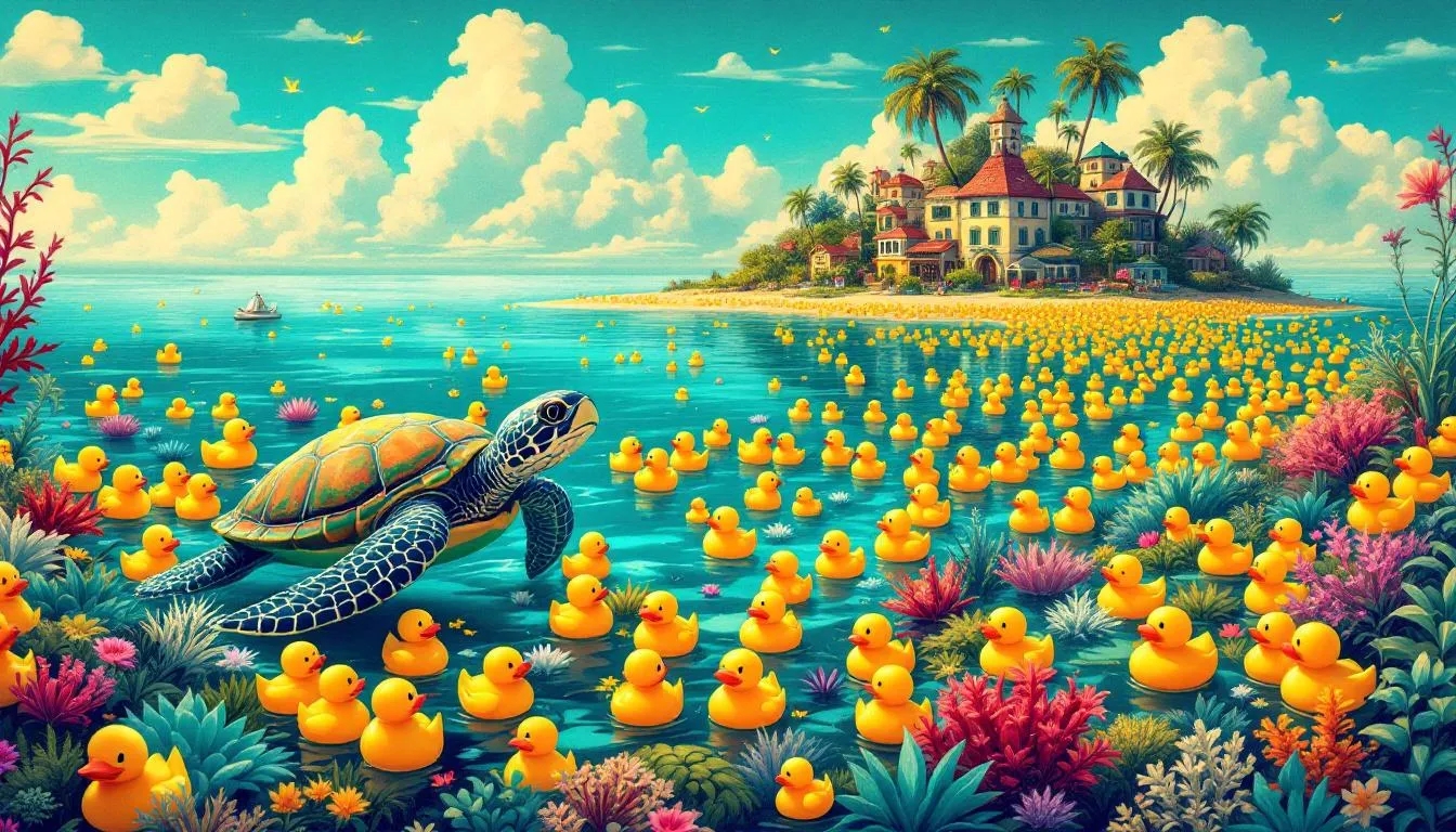 Ai-Generated: Rubber Ducks at the Tropic