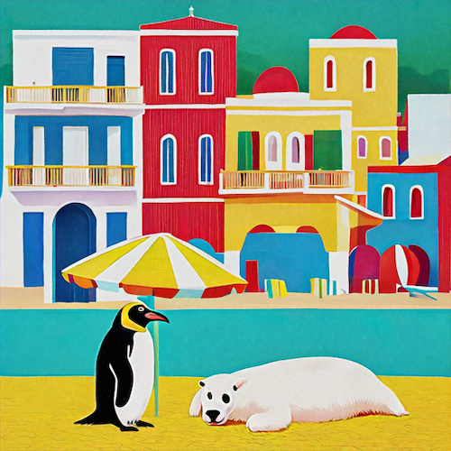 AI generated: Polar Bear and Penguin in Greece